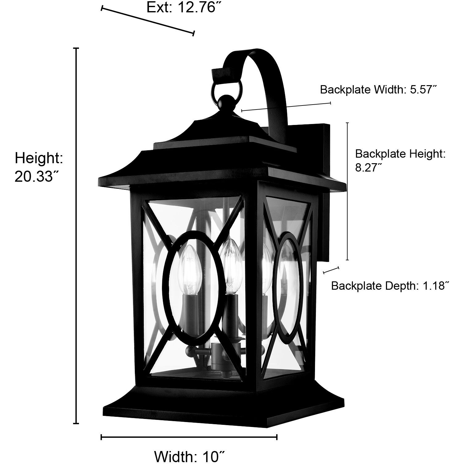 Allbert 3 Light 20.5 inch Powder Coated Black Outdoor Wall Sconce